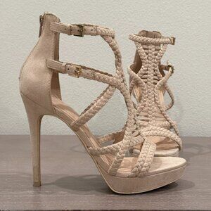 Aldo Braided Platform Faux Suede High Heels